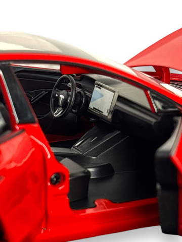 Macheta Tesla Model 3, din Metal, cu Faruri si Stopuri care Lumineaza, Sunete realistice de Motor si Alarma, cu Functie Pull-Back, cu Functie de Deschidere a Usilor - Rosu [12]