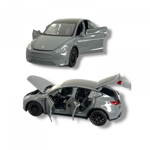 Toate Produsele - Macheta Tesla Model 3, din Metal - Functie Pull Back, Usi Deschise, Capota si Portbagaj Functionale, Sunete Realiste, Lumini, 15 cm