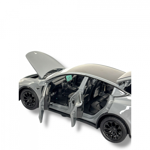 Macheta Tesla Model 3, din Metal - Functie Pull Back, Usi Deschise, Capota si Portbagaj Functionale, Sunete Realiste, Lumini, 15 cm [2]