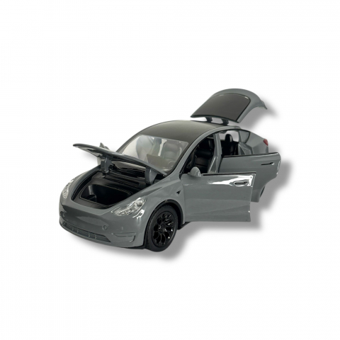 Macheta Tesla Model 3, din Metal - Functie Pull Back, Usi Deschise, Capota si Portbagaj Functionale, Sunete Realiste, Lumini, 15 cm [7]