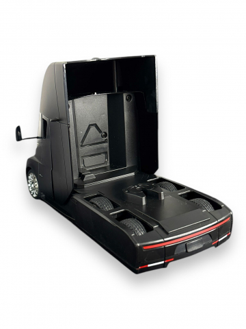 Macheta Tesla Semi-Trailer Truck Head, cu Statie de Incarcare, din Metal, cu Lumini si Sunete realistice de Motor si Alarma, cu Functie Pull-Back, cu Functie de Deschidere a Usilor - Negru [3]