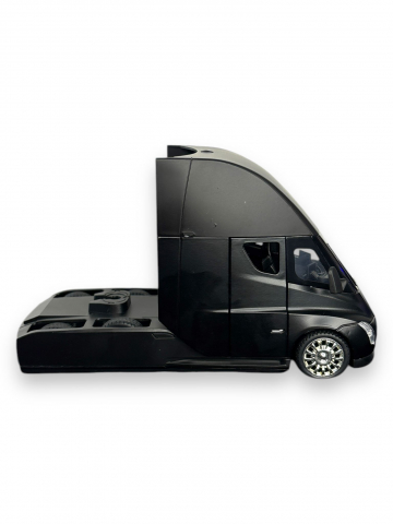 Macheta Tesla Semi-Trailer Truck Head, cu Statie de Incarcare, din Metal, cu Lumini si Sunete realistice de Motor si Alarma, cu Functie Pull-Back, cu Functie de Deschidere a Usilor - Negru [5]