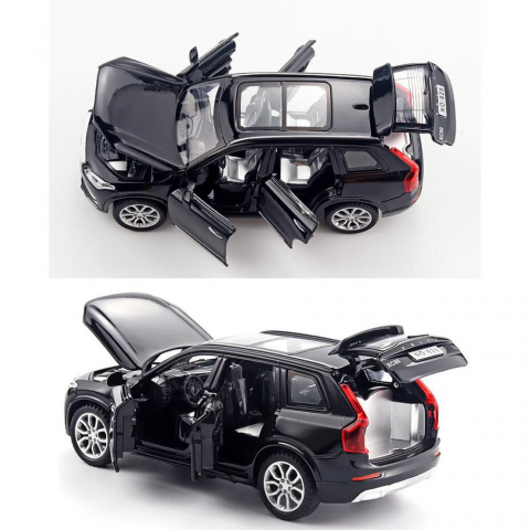 Macheta Volvo XC90, din Metal, cu Lumini si Sunete realistice de Motor si Alarma, cu Functie Pull-Back, cu Functie de Deschidere a Usilor - Negru [2]