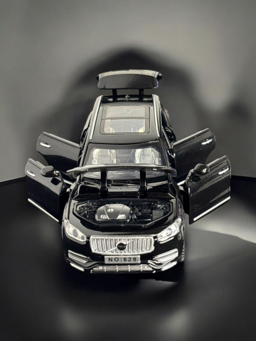 Macheta Volvo XC90, din Metal, cu Lumini si Sunete realistice de Motor si Alarma, cu Functie Pull-Back, cu Functie de Deschidere a Usilor - Negru [13]