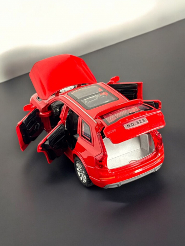 Macheta Volvo XC90, din Metal, cu Lumini si Sunete realistice de Motor si Alarma, cu Functie Pull-Back, cu Functie de Deschidere a Usilor - Rosu [15]