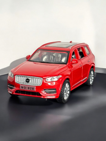Macheta Volvo XC90, din Metal, cu Lumini si Sunete realistice de Motor si Alarma, cu Functie Pull-Back, cu Functie de Deschidere a Usilor - Rosu [4]