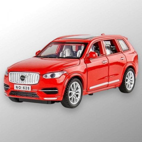 Macheta Volvo XC90, din Metal, cu Lumini si Sunete realistice de Motor si Alarma, cu Functie Pull-Back, cu Functie de Deschidere a Usilor - Rosu [10]