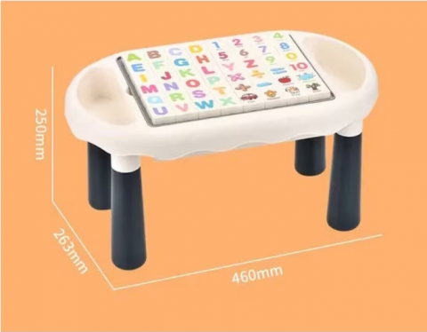 Masa Interactiva DIY cu Puzzle si Blocuri de Constructie – Include 48 Piese de Asamblare, Tabla de Scris cu 2 Creioane, Placa de Constructie, Joc Gobang cu 100 Piese, Abtibilduri [8]