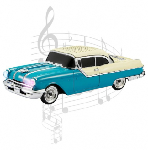 Boxe Portabile - Masina-Boxa Pontiac 1955, cu Bluetooth, MP3, USB, Card TF, U Disk, Radio FM, HIFI Stereo, din Plastic, 28cm - Emerald