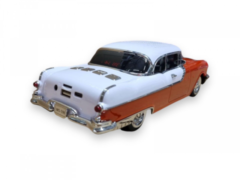 Masina-Boxa Pontiac 1955, cu Bluetooth, MP3, USB, Card TF, U Disk, Radio FM, HIFI Stereo, din Plastic, 28cm - Portocaliu [2]