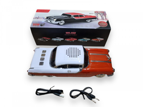 Masina-Boxa Pontiac 1955, cu Bluetooth, MP3, USB, Card TF, U Disk, Radio FM, HIFI Stereo, din Plastic, 28cm - Portocaliu [8]