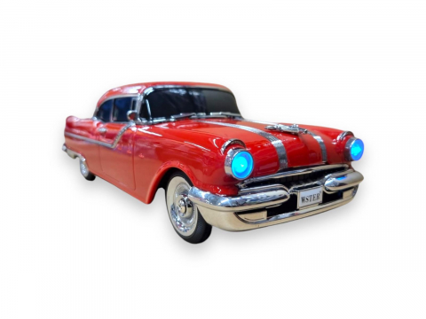 Masina-Boxa Pontiac 1955, cu Bluetooth, MP3, USB, Card TF, U Disk, Radio FM, HIFI Stereo, din Plastic, 28cm - Rosu [7]
