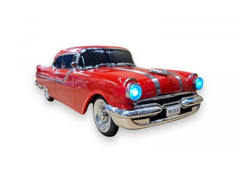Masina-Boxa Pontiac 1955, cu Bluetooth, MP3, USB, Card TF, U Disk, Radio FM, HIFI Stereo, din Plastic, 28cm - Rosu [10]