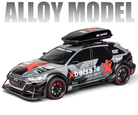 Masinute din Metal - Mașină din Metal Audi RS6 ABT S Line Quattro 1:24, Pullback, Lumini și Sunete, Portbagaj Detașabil, 20 cm