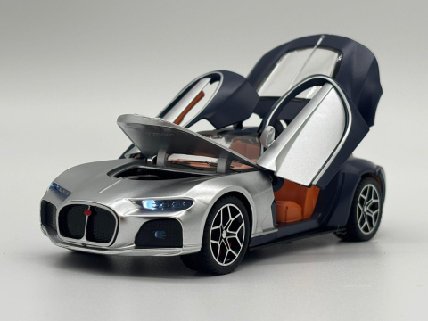Mașină din Metal Bugatti Atlantic 1:32,Uși Deschizătoare, Lumini și Sunete, Accesoriu Valize Detașabile, 15,5 cm [14]
