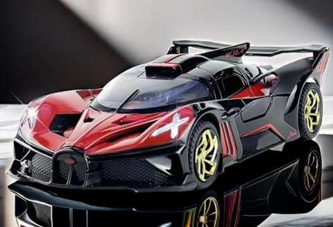 Mașină din Metal Bugatti Bolide 1:32, Hypercar cu Pullback, Uși Deschizătoare în Sus, Lumini și Sunete, 15 cm [2]