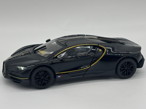 Masina din Metal Bugatti Tourbillon V16, 20 cm, Functie Pull Back, Usile Deschizabile si Spoiler Mobil, Lumini si Sunete, Automacheta Hypercar [7]