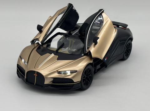 Masina din Metal Bugatti Tourbillon V16, 20 cm, Functie Pull Back, Usile Deschizabile si Spoiler Mobil, Lumini si Sunete, Automacheta Hypercar [10]