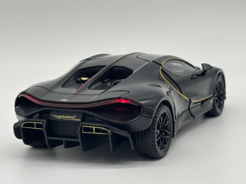Masina din Metal Bugatti Tourbillon V16, 20 cm, Functie Pull Back, Usile Deschizabile si Spoiler Mobil, Lumini si Sunete, Automacheta Hypercar [6]