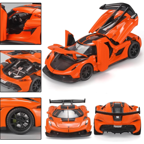 Mașină din Metal Koenigsegg Jesko 1:32, Pullback, Lumini și Sunete, Uși Deschizătoare, 15 cm [6]
