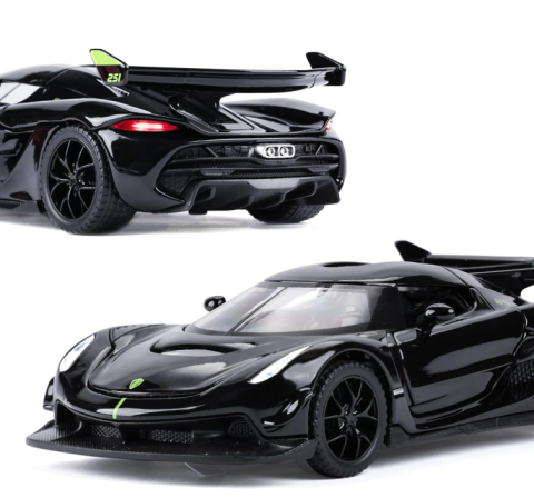Masinute din Metal - Mașină din Metal Koenigsegg Jesko 1:32, Pullback, Lumini și Sunete, Uși Deschizătoare, 15 cm