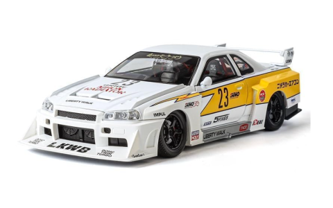 Masinute din Metal - Masina din Metal Nissan Skyline GT-R R34 1:24 Fast & Furious, 20 cm, Se Deschide Complet, Lumini si Sunete, Claxon Realist