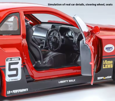 Masina din Metal Nissan Skyline GT-R R34 1:24 Fast & Furious, 20 cm, Se Deschide Complet, Lumini si Sunete, Claxon Realist [5]