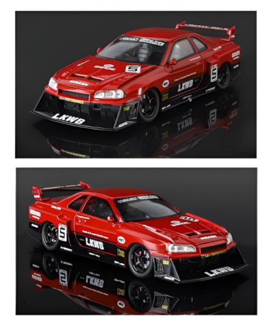 Masina din Metal Nissan Skyline GT-R R34 1:24 Fast & Furious, 20 cm, Se Deschide Complet, Lumini si Sunete, Claxon Realist [2]