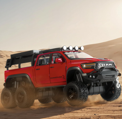 Mașină din Metal RAM Hennessey 1:24, Model Off-Road cu Pullback, Lumini și Sunete, Uși Deschizătoare, Accesorii Detașabile, 19 cm [1]