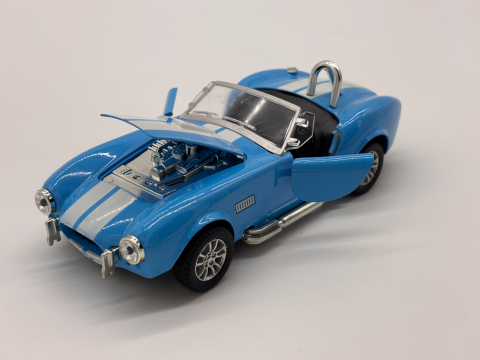 Automachete - Automacheta Shelby Cobra din Metal – cu Sunete și Lumini, Elemente Mobile (Uși, Capotă, Portbagaj), 16 cm