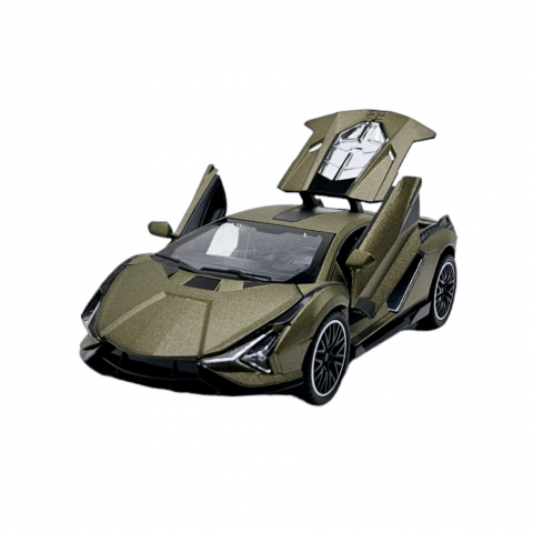 Automachete - Masinuta metalica tip Lamborghini SIAN, Sunete realistice, Usile se deschid, Farurile lumineaza, Baterii incluse, Metalizat, 15cm