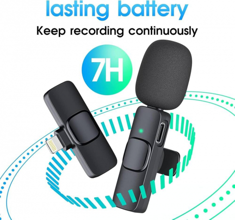 Microfon Lavaliera Wireless K8 –  Recepție până la 20m, Sunet Clar, Compatibil iPhone & Type-C, cu Capsă Integrată pentru Guler/Tricou, Ideal Vlog/Live/Interviuri [3]