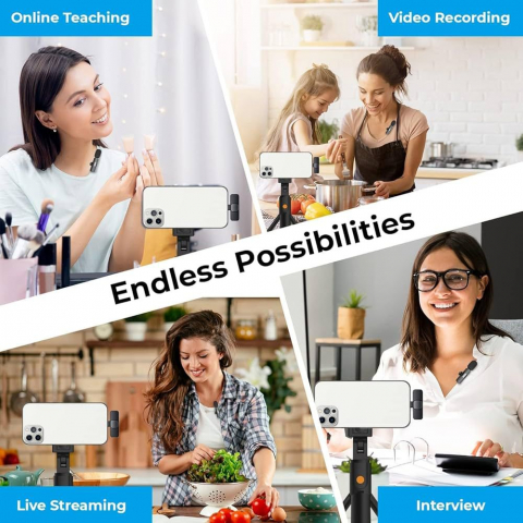 Microfon Lavaliera Wireless K8 –  Recepție până la 20m, Sunet Clar, Compatibil iPhone & Type-C, cu Capsă Integrată pentru Guler/Tricou, Ideal Vlog/Live/Interviuri [6]