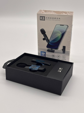 Microfon Lavaliera Wireless K8 –  Recepție până la 20m, Sunet Clar, Compatibil iPhone & Type-C, cu Capsă Integrată pentru Guler/Tricou, Ideal Vlog/Live/Interviuri [9]