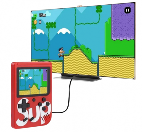 Electronice - Mini Consolă Retro Portabilă cu 400 Jocuri – Conectare AV la TV, Display 8 cm, Controller, Baterie Reîncărcabilă, 12x8 cm