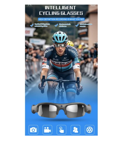 Ochelari cu Camera Video Ascunsa WiFi Full HD 1080P, Inregistrare Audio, Conectare Directa la Telefon Android/iPhone, Lentile Polarizate, Operare cu Un Singur Buton, Incarcare USB, Ideali pentru Sport [5]