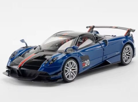 Jucării & Articole pentru Copii - Masina din Metal Pagani Huayra Roadster BC 1:32, 15 cm, Decapotabila, Functie Pull Back, Usile Capota si Portbagaj Deschizabile, Lumini si Sunete, Automacheta Pagani