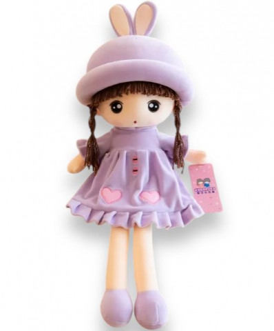 Papusa Angel din Plus, Canta "Are mama o fetita frumusica foc", Mov, 50 cm [0]