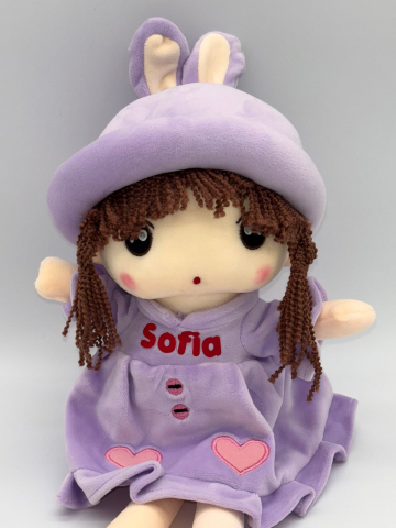 Papusa Angel din Plus, Personalizată cu Nume (Sofia, Maria, Eva), Cântă "Are mama o fetiță frumușică foc", 50 cm [2]