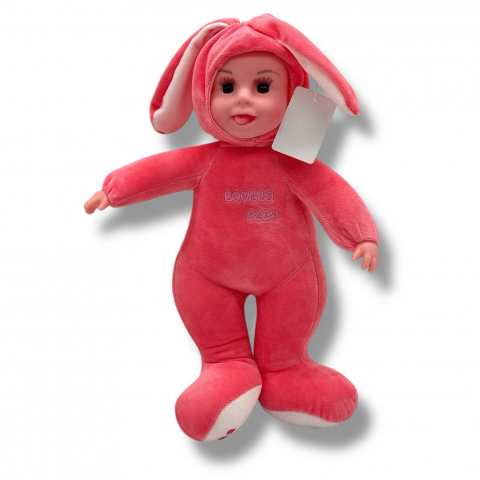 Papusa Bebelus cu Urechi de Iepuras, 50 cm, din Plus, spune "Inger-Ingerasul meu" [0]