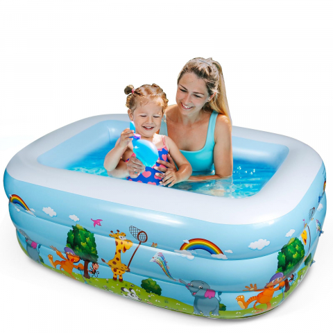 Jucarii gonflabile - Piscină Gonflabilă Dreptunghiulară – 150x100x50 cm, PVC, Model cu Animale