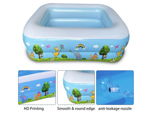 Piscină Gonflabilă Dreptunghiulară – 150x100x50 cm, PVC, Model cu Animale [4]
