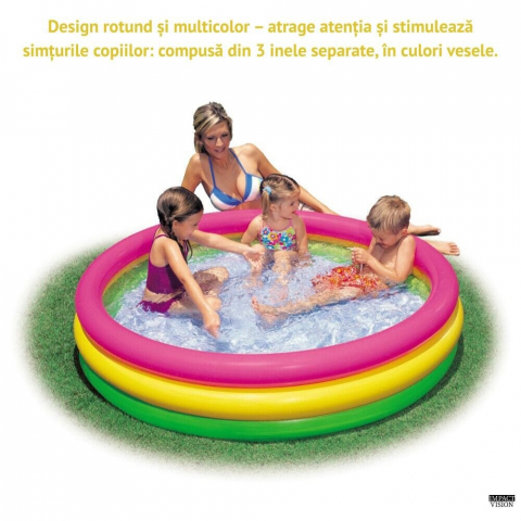 Piscină Gonflabilă Rotundă din PVC – 3 Dimensiuni Disponibile, Bază Căptușită, Culori Vesele [1]