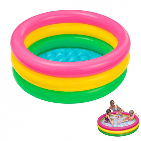 Piscină Gonflabilă Rotundă din PVC – 3 Dimensiuni Disponibile, Bază Căptușită, Culori Vesele [3]