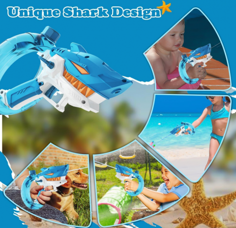 Pistol de Apă Electric în Formă de Rechin – Baterie Reîncărcabilă, Cablu USB Inclus [2]