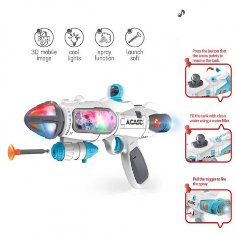 Pistol Interactiv Galactic cu Lumini, Proiectii 3D, Spray cu Apa, Lansator cu Ventuza si Astronaut Animat [5]