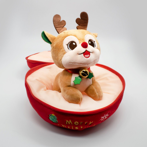 Jucarii de plus - Plus in Forma de Ren 2 in 1, cu Pernuta