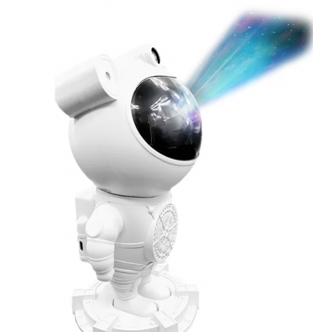Lampi de veghe copii - Proiector de Stele LED in Forma de Astronaut cu Bluetooth incorporat, LED, Cap Rotativ si Detasabil, Luminozitate Reglabila, 8 Moduri de Operare, Telecomanda, Alb