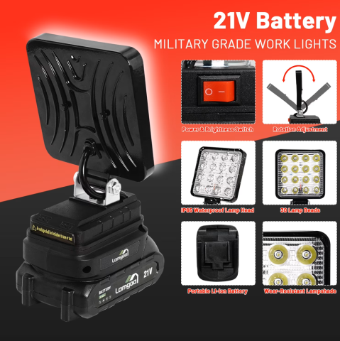 Proiector cu Lumina LED Portabil cu Acumulator Detasabil, Lumina Puternica, Reglabil, Reincarcabil [2]