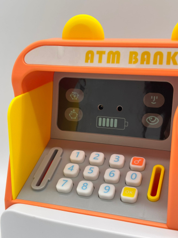 Pusculiță Electronică Tip Bancomat ATM cu Citire Card și Simulare Recunoaștere Facială, Schimbare Parolă, Slot pentru Bancnote – 25 x 17 x 12 cm [13]